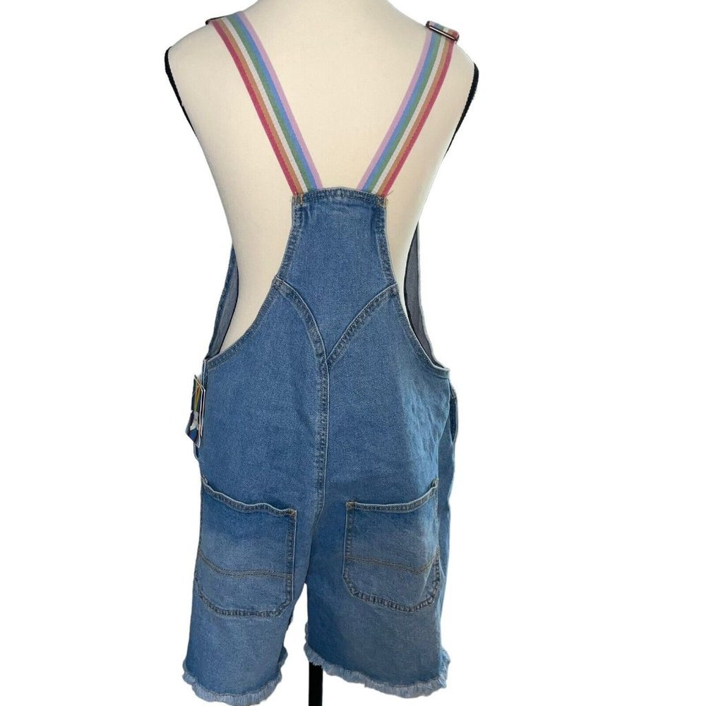 Take Pride RAINBOW Straps QUEEN DENIM OVERALLS JEANS Size M, NWT - Picture 2 of 9